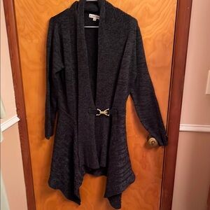Pre-owned Divine Heart Gray Asymmetrical Long Sweater Size Large